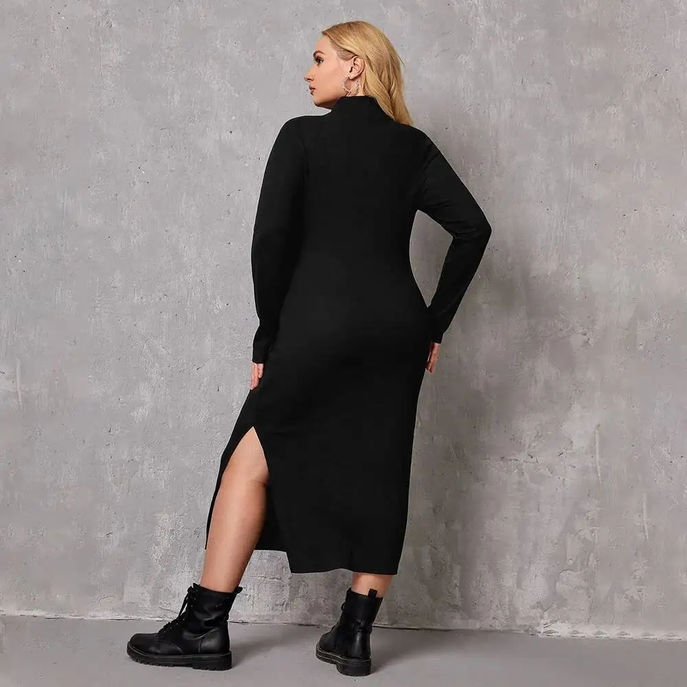 

Plus Station 2025 International Size Women's Ladies' Intellectual Style Dress Autumn and Winter High Neck Base Mid Length Skirt