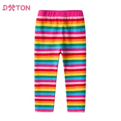 DXTON Children Leggings Rainbow Girls Pants Winter Skinny Leggings for Girls Toddler Striped Pants Girls Pencil Pants 2-8 Years