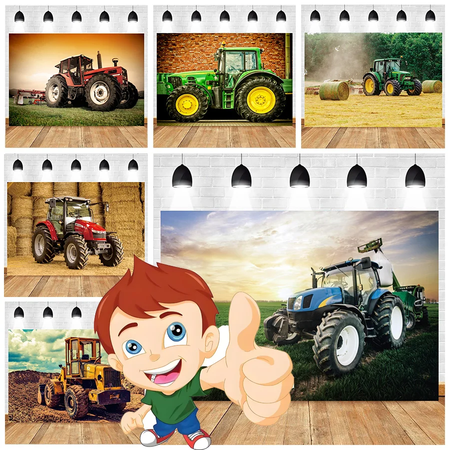 Farm Tractor Photography Warehouse Background  Haystack Scenery Rural Agricultural Portrait Photographic Backdrop Photo Studio