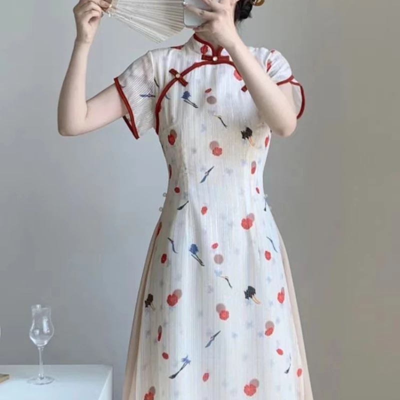 New Summer New Chinese Style Daily Young Girlish Temperament Cheongsam Modified Version Dress