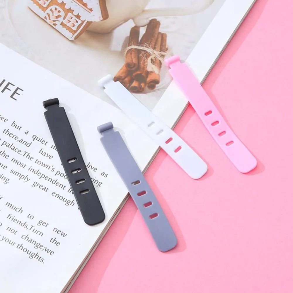 Portable TPR Data Cable Storage Device 6 Colors 4 Holes Rubber Thread Trimmer Soft Rubber Strap
