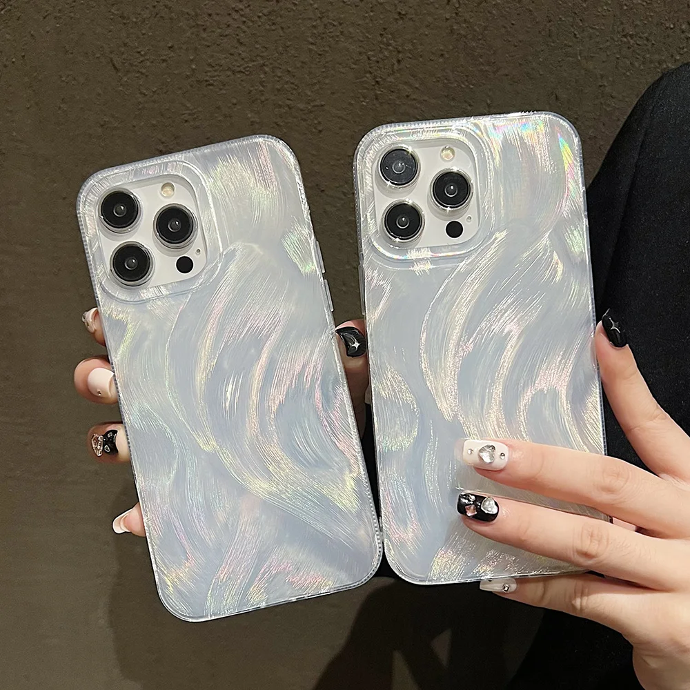 Luxury Aurora Matte Siliver Laser Feather Yarn Phone Case For Samsung Galaxy S26 25 24 23 22 Ultra A57 A56 A37 A36 A17 A07 Cover