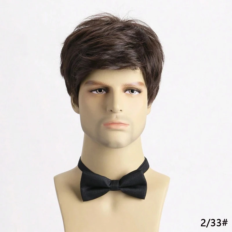 Perruques synthétiques courtes et bouclées naturelles pour jeunes hommes, perruques en Fiber résistante à la chaleur, perruque à usage quotidien