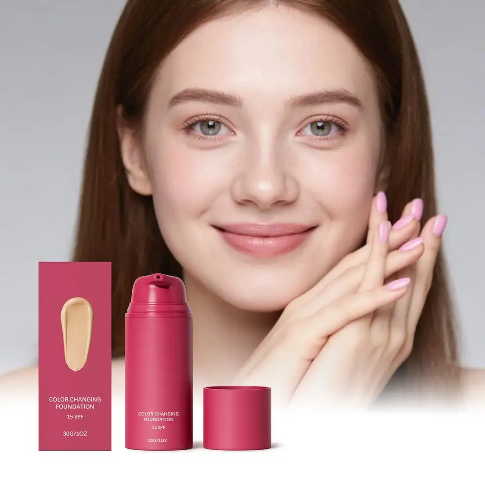 Natürlich Farbwechselnde Flüssig-Foundation, Temperaturabhängig Anpassbar, Gleicht den Hautton im Gesicht aus, Weicher Make-up-Look, Langanhaltend – Detail 9