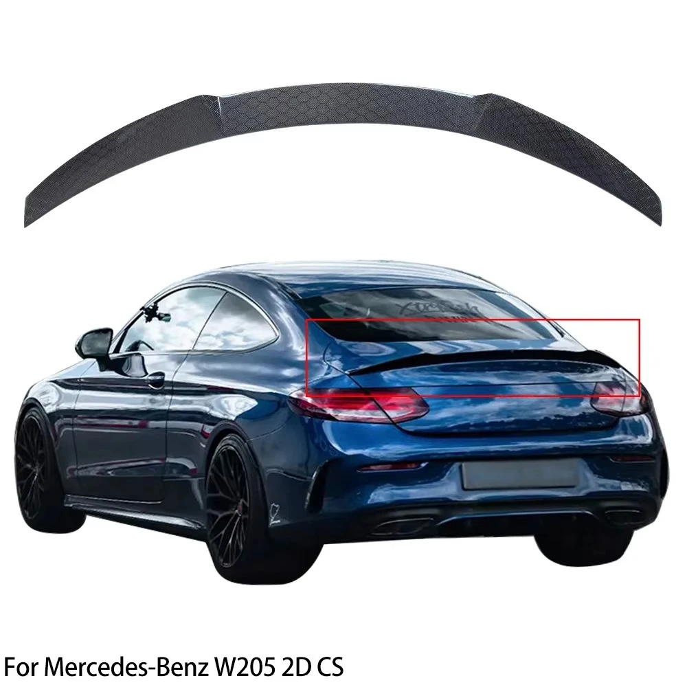 

For Mercedes-Benz C-Class W205 C205 Coupe 2Door CS Style Honeycomb Carbon Fiber Rear Spoiler Trunk Wing 2014-2020
