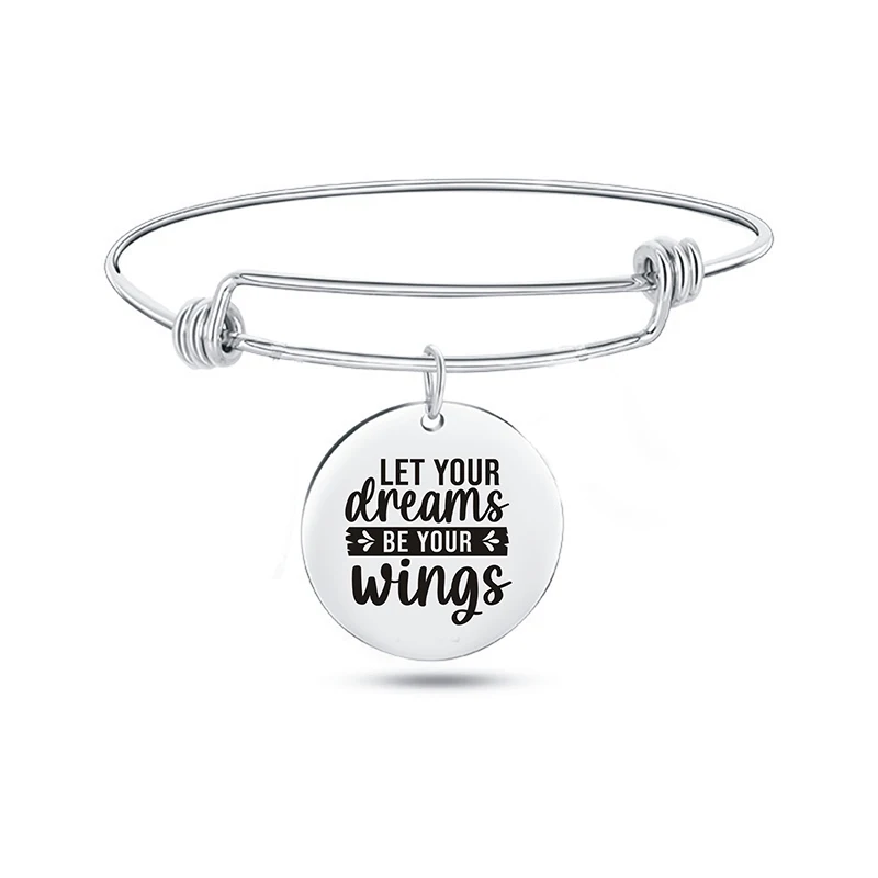 Inspiration Bracelet Stainless Steel Bangle Alloy never give up Hope Faith Believe Charm Bracelet Bangles For Women Gift Pulsera