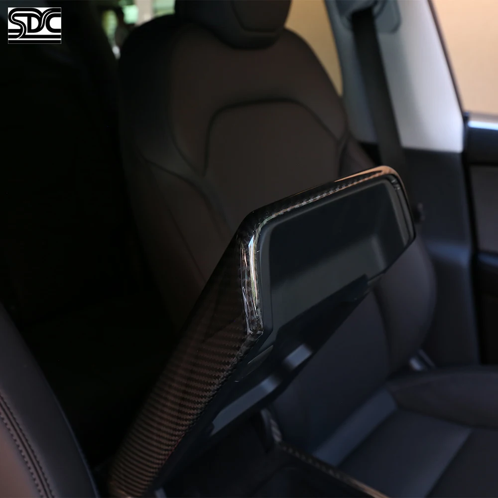 Finiture interne in vera fibra di carbonio a secco per Tesla Model Y 2025 + Model 3 2023-2025 Bracciolo Box Cover Volante Trim Portabicchieri