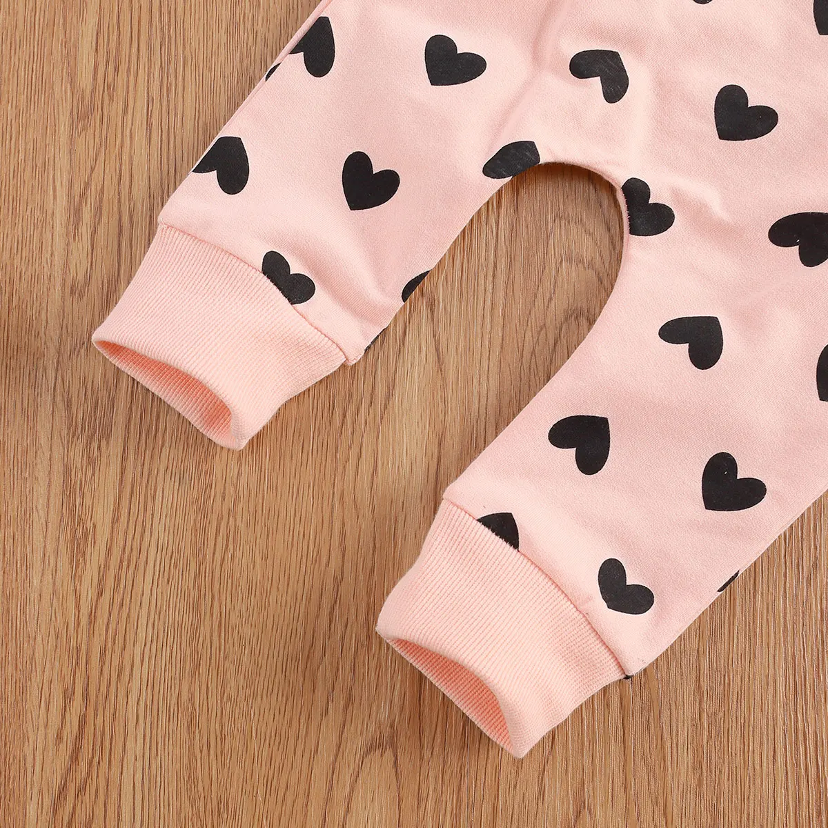 Spring Autumn Toddler Kids Baby Girl Clothes Set Printed Heart Pullover Tops + Trousers Pants 2PCS Clothes 0-24 Months