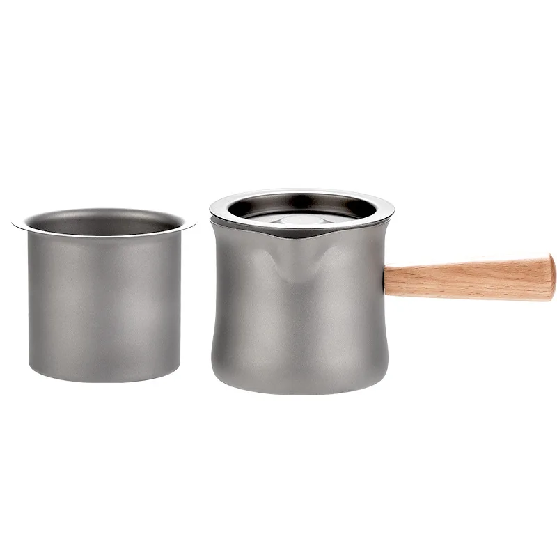 220ml Pure Titanium Fair Cup/Tea infuser set With Filter And Handle,V-shaped Nozzle,Sandblasting,Portable Outdoor Tea Dispenser