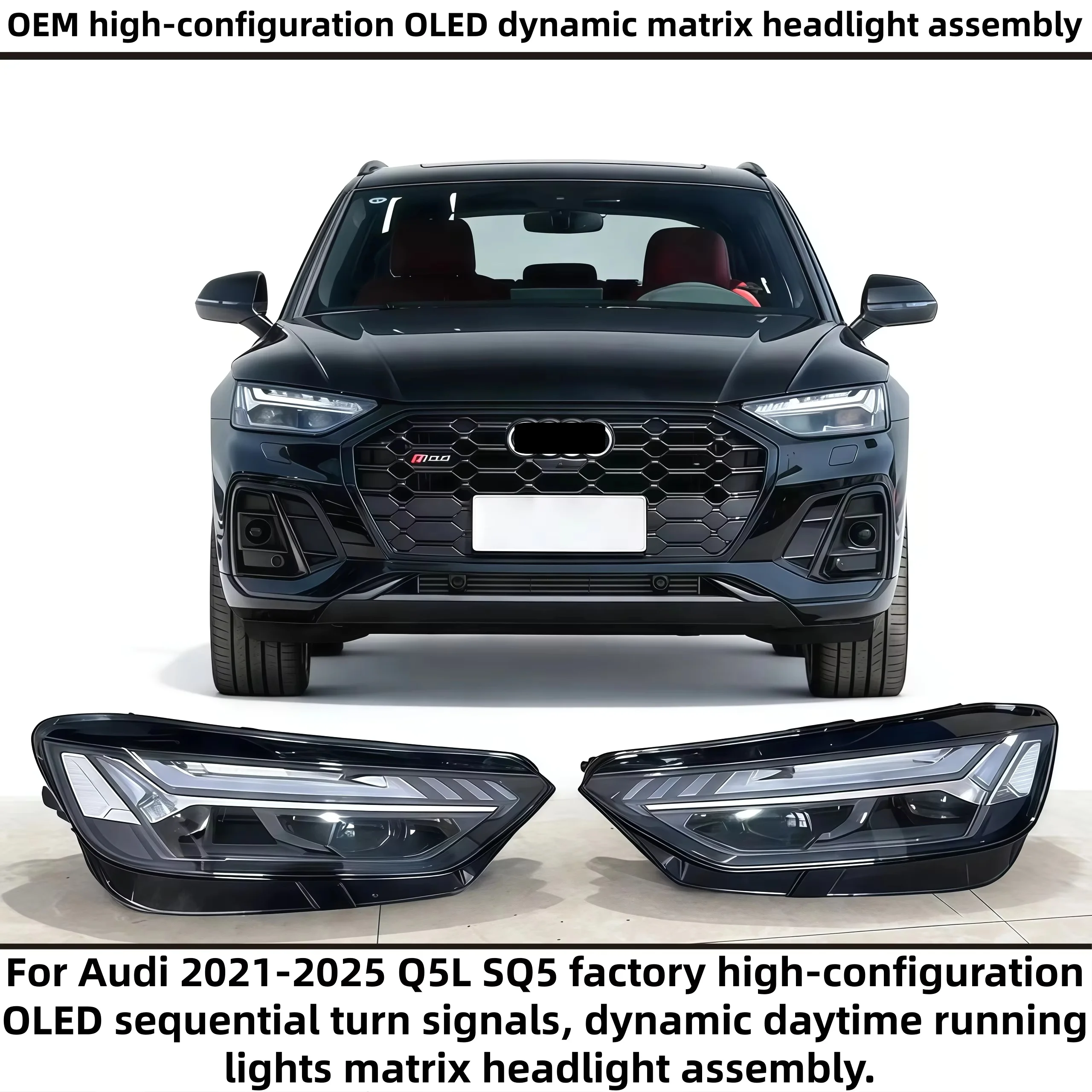 

For Audi 2021-2025 Q5L SQ5 Original high-configuration OLED Turn Signals Dynamic Daytime Running Matrix Headlight Assembly