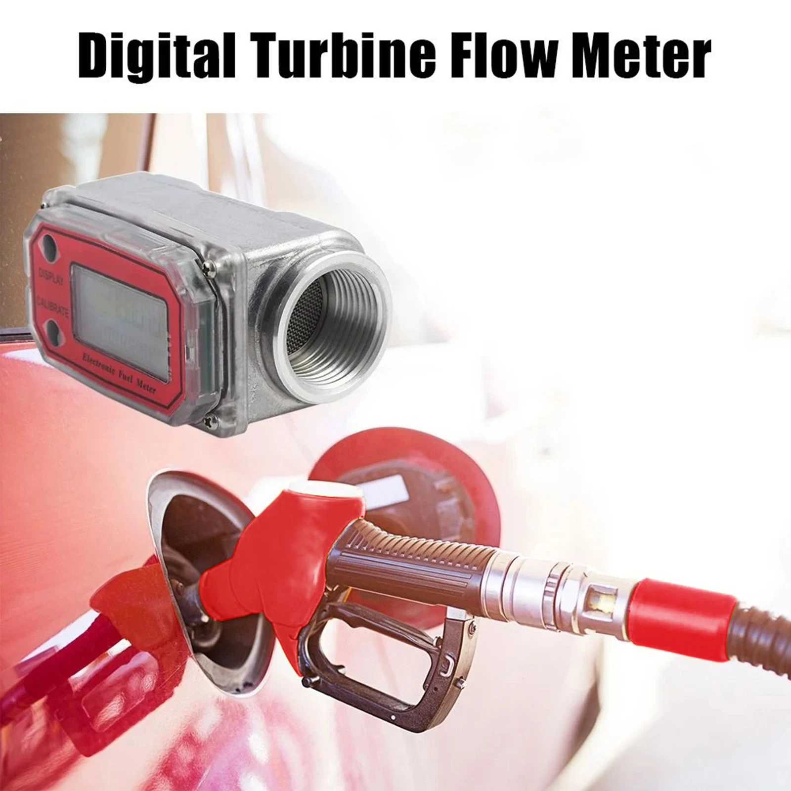 

Digital Turbine Flow Meter Digital Lcd Display Oil Fuel Flowmeter Measure Diesel Kerosene Gasoline Aluminum Alloy Industrial