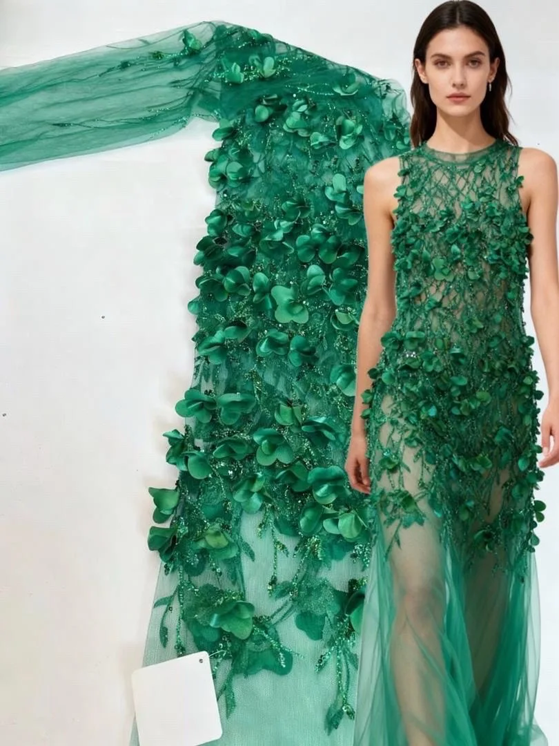 

Luxury 2025 3D Flower African Lace Fabric High Quality Tulle Lace Fabric 5 Yards Nigerian Lace Fabric for Sewing Wedding Dress