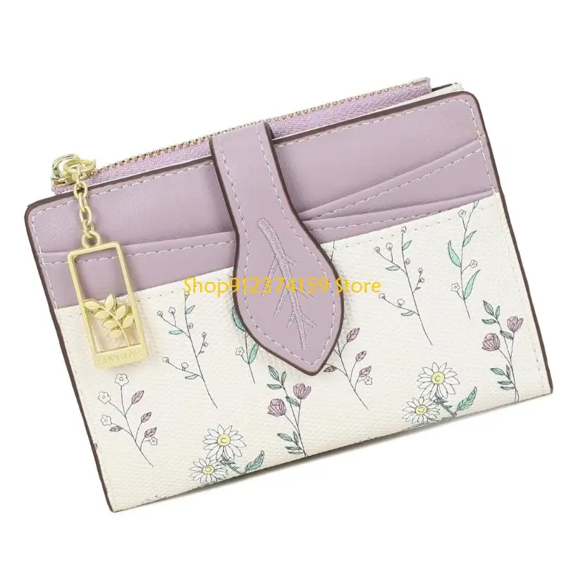 G5AE Functional PU Zippers Wallet Print Design Practical Card Holder Fashion Accessory Perfect For Organization