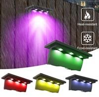 2/4PCS RGB Solar Step Light for Outdoor Fence Color Changing Stair Lamp IP65 Waterproof Garden Deck Pathway Solar LED Wall Lamp