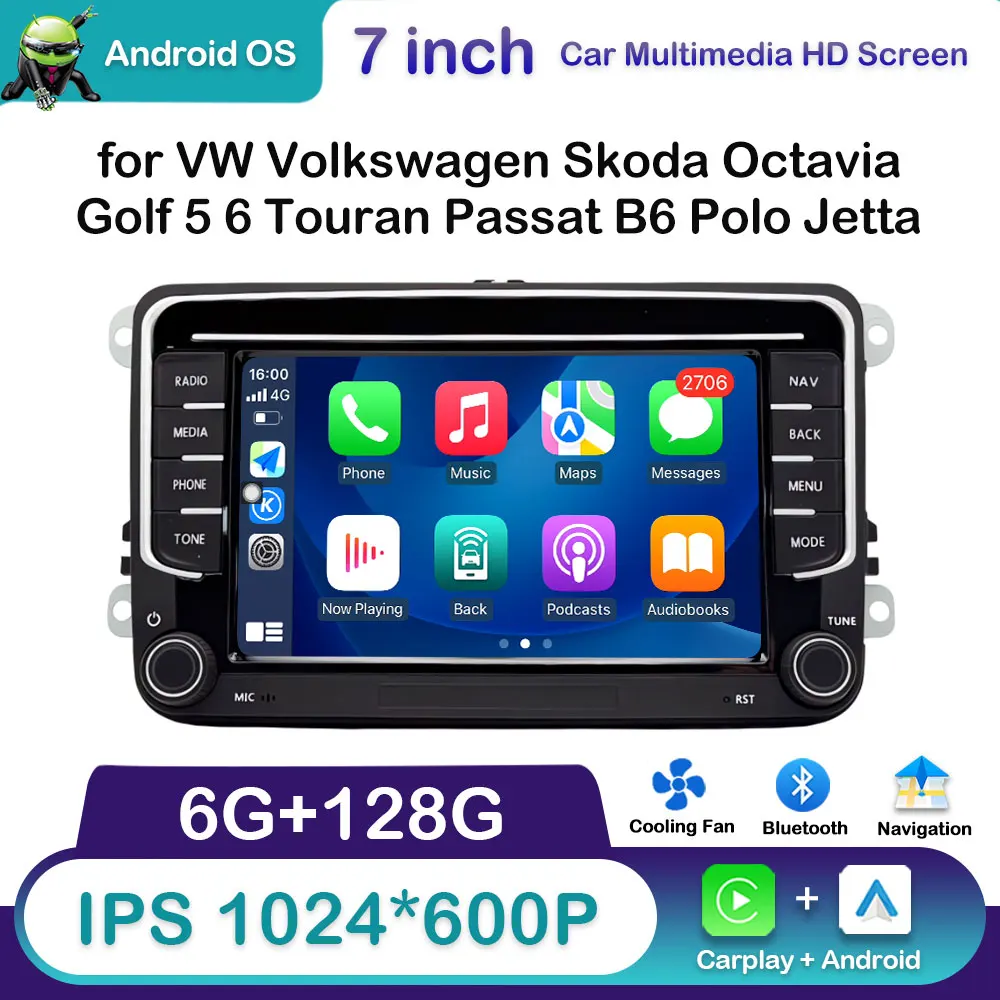 

7 '' For VW Volkswagen Skoda Octavia Golf 5 6 Touran Passat B6 Polo Jetta Android Car Radio Multimedia Player GPS BT DSP Stereo
