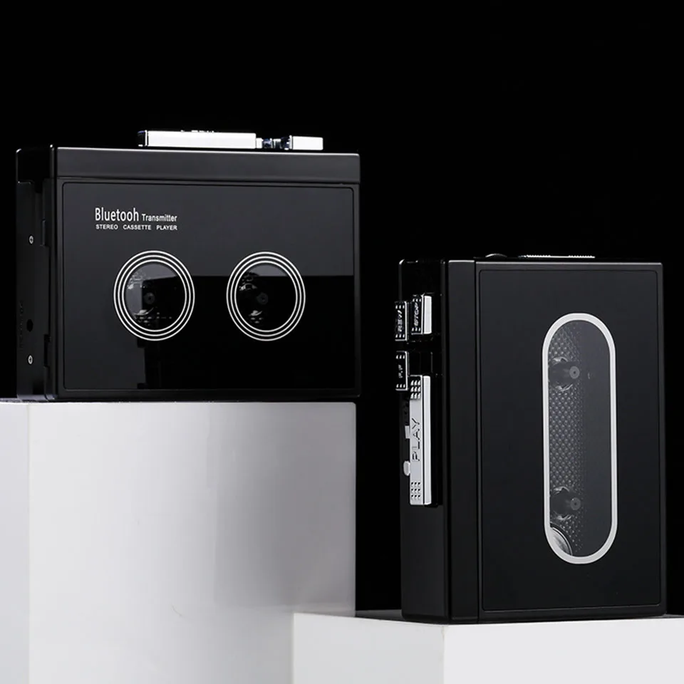 2023 New Black Retro Stereo Cassette Player Walkman Cassette Tape Music Audio Auto Rewind Bluetooth