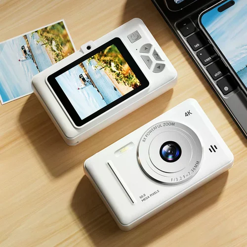 Imagen 2 del producto 1 Juego de Flash de cámara Dual, 50 millones de píxeles, enfoque automático, cámara inteligente antivibración de nivel de entrada, cámara Digital CCD Retro 4K