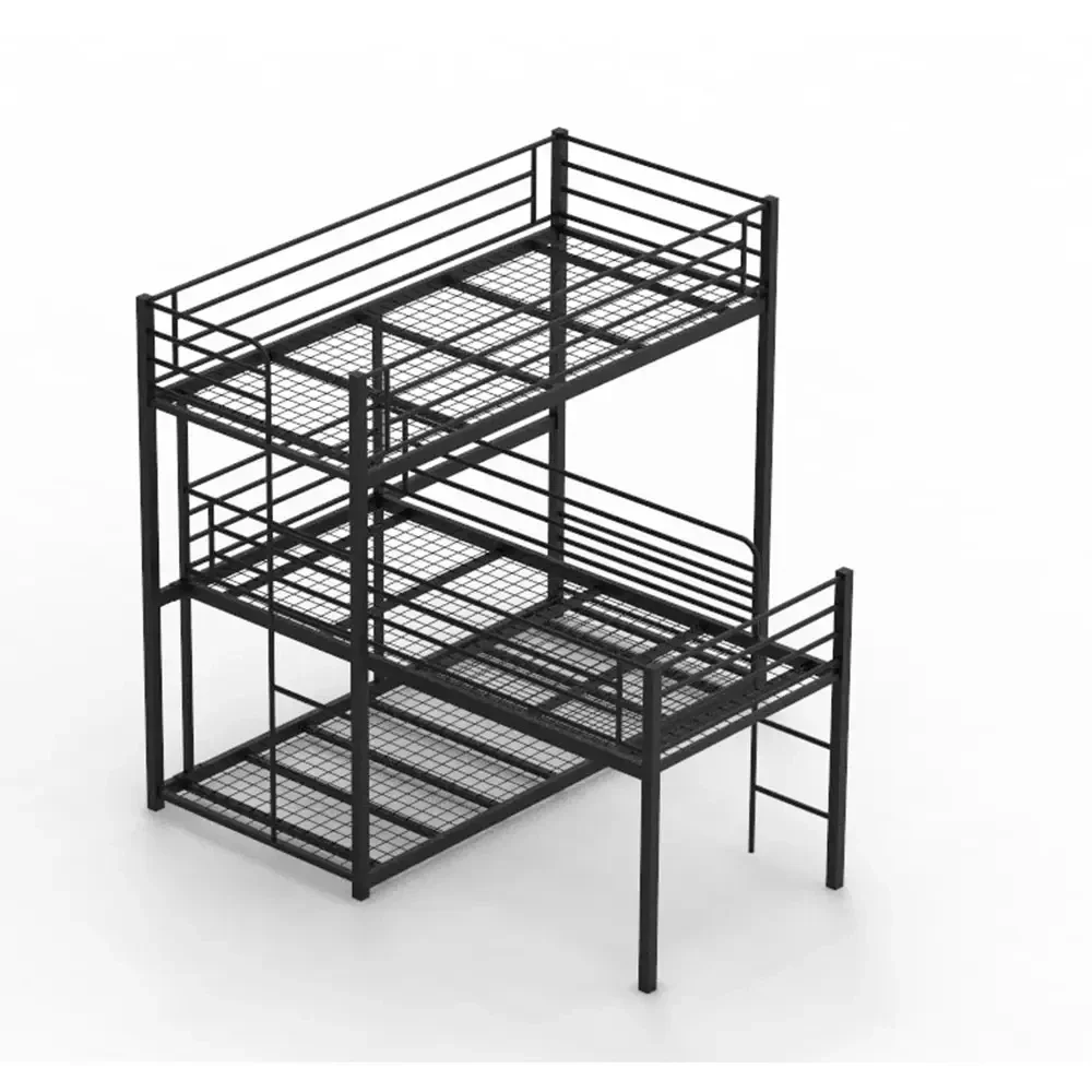 3 Levels Kid And Adult Bunk Bed For Hotel And Hostel And Dormitory Bedroom Furniture Triple Iron Modern School Furniture