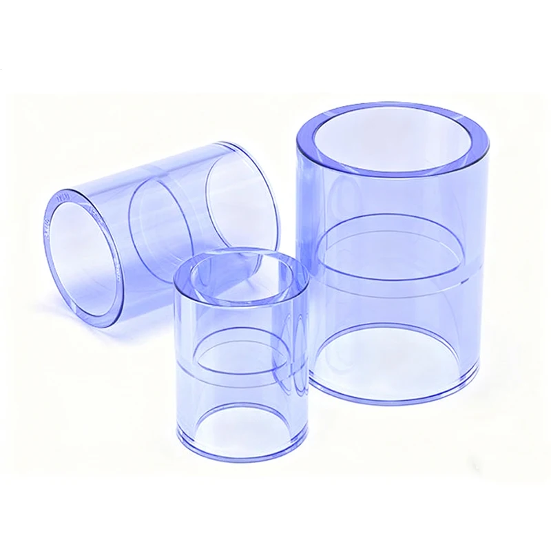 1개 투명 블루 UPVC 직결 커넥터 ID 20~110mm 정원 관개 연결 부품 수족관 물 파이프 어댑터