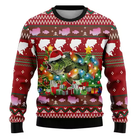 Funny Fishing Graphic Ugly Christmas Sweater Sweatshirts Fashion Mens Tracksuit Loose Man Pullovers Designer Clothes