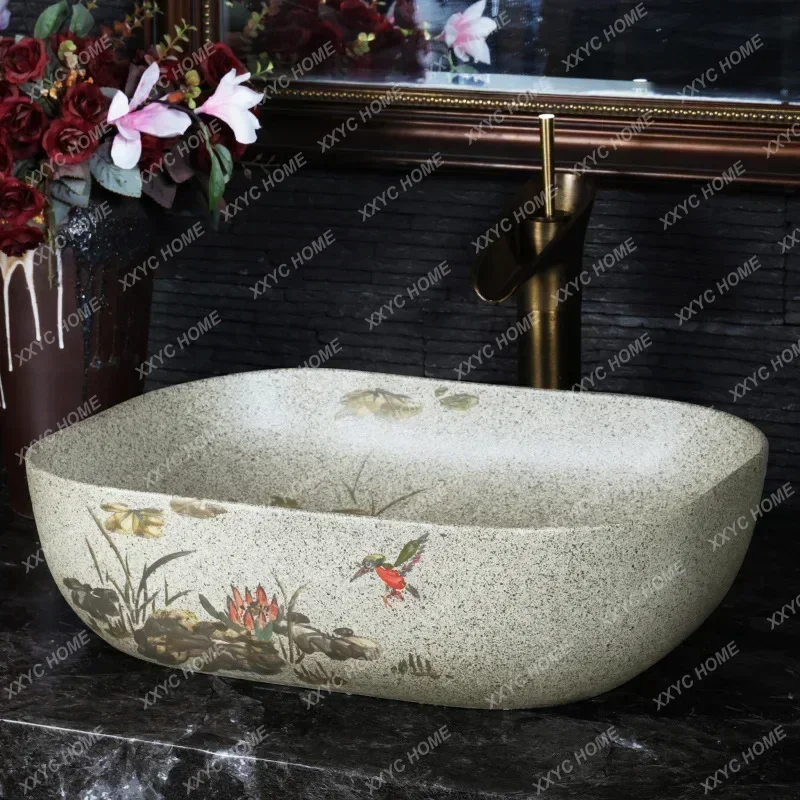 A Wash Basin Single Basin Ceramic Art Washbasin Retro Table Basin