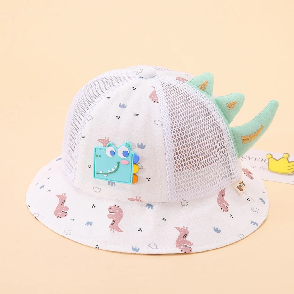 Children's Sun Cap Cartoon Dinosaur Fisherman Hats Summer Mesh  Babies Thin Bucket Hat Caps For Kids 1-3 Years