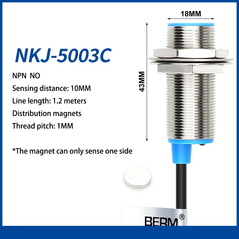 สวิตช์ตรวจจับความใกล้ชิดแบบฮอลล์ M8 M12 M18 รุ่น NJK-5002C เซ็นเซอร์แบบสามสาย NPN ปกติเปิด ปกติปิด เซ็นเซอร์แม่เหล็ก