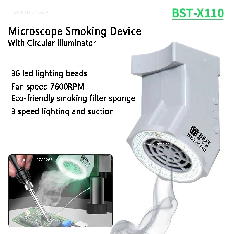 Microscope Exhaust Fan Strong Smoke Absorber With LED Lighting Mobile Phone Maintenance PCB Board Welding Smoke Removal Tool