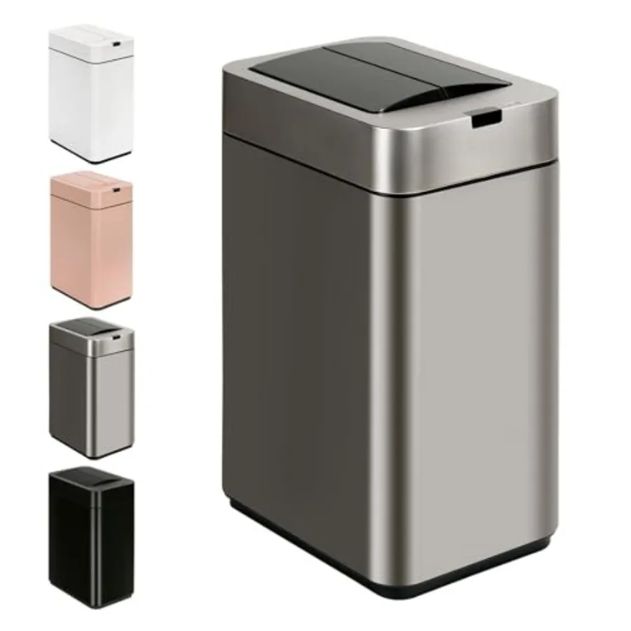 

2.6 Gallon Rectangular Automatic Sensor Trash Can with Butterfly Lid Stainless Steel Slim Waterproof Wastebasket with Soft Clos