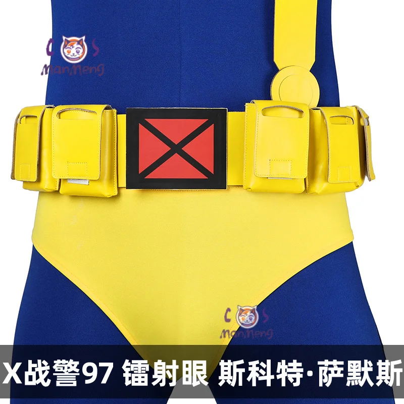 Adult Anime X Police 97 Man Cyclops Scott Summers tute Halloween Carnival Cosplay Costume Blindfold Belt accessori scarpe