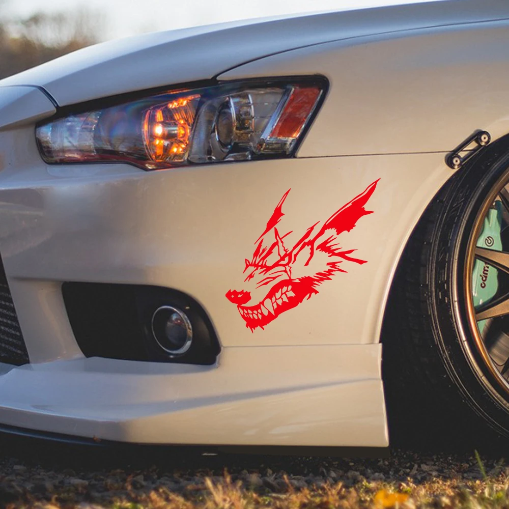 

Автомобильные наклейки с рисунком головы волка, виниловая наклейка, водостойкая персонализированная художественная наклейка, ПВХ, авто, кузов, окно, двери, украшения, аксессуары