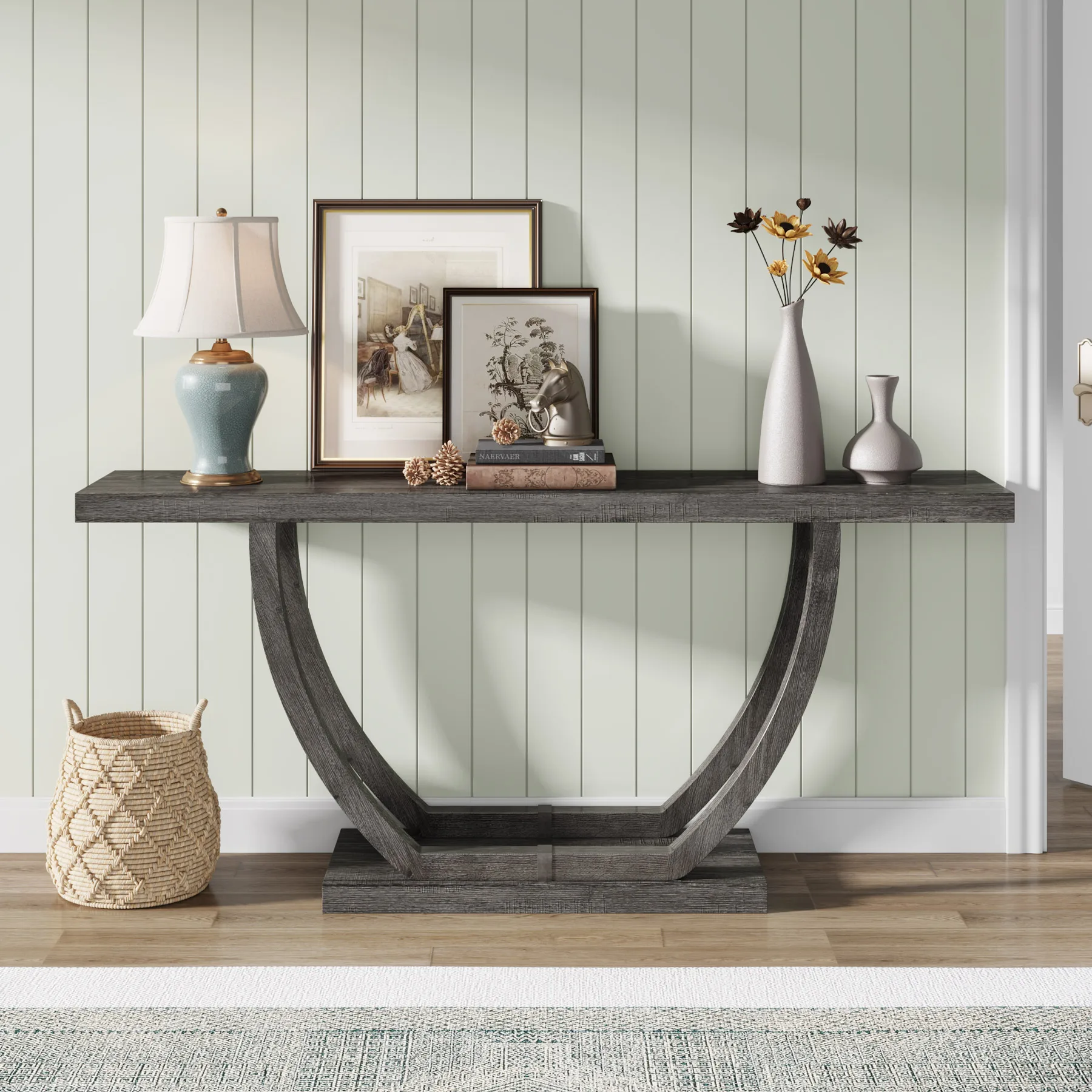 Tribesigns Console Entryway Table Farmhouse: 63 Inches Sturdy Wood Console Table for Entryway, Narrow Long Foyer Sofa Table