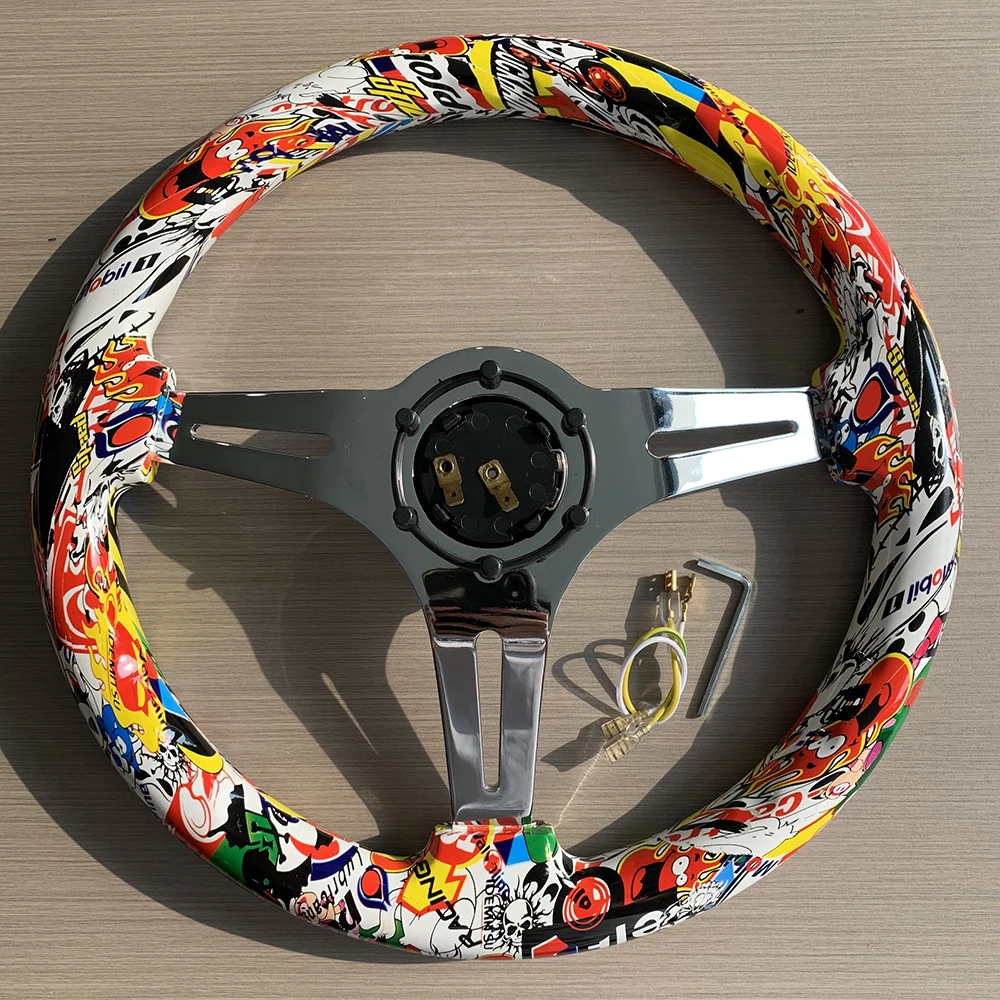 Universal Racing 14-inch 350 ABS Graffiti Steering Wheel Design Steering Wheel