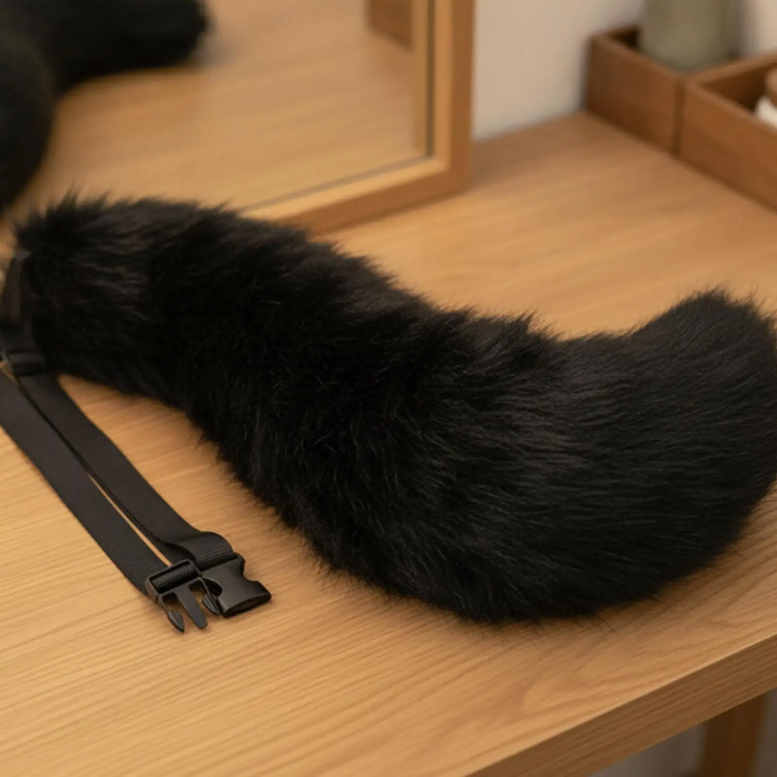 Lightweight Furry Tail for Costume with Adjustable Belt for Fairy Tail Custom Party Prop Accessory