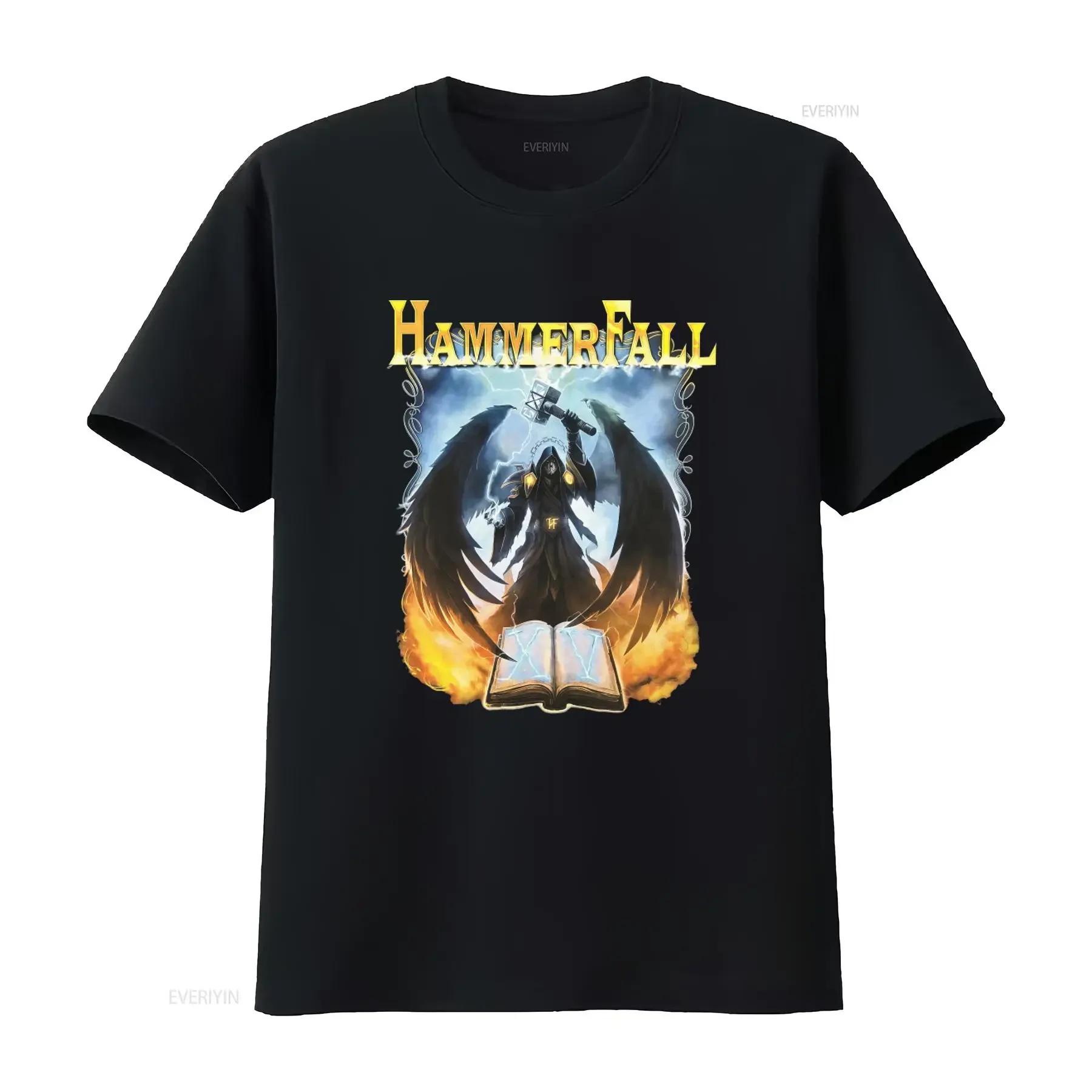 HammerFall Vintage T Shirt 15 Years Of Glory Gothic Angel Design Size M vintage Washed Stretched designer clothes Slightly