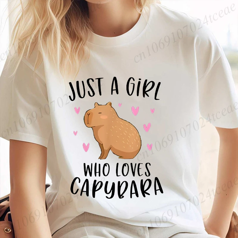 Capybara Is Calling Tees Shirts for Women Funny Capibara Rodent Animal Lover Humor T-Shirts Summer Short Sleeve Female Clothing