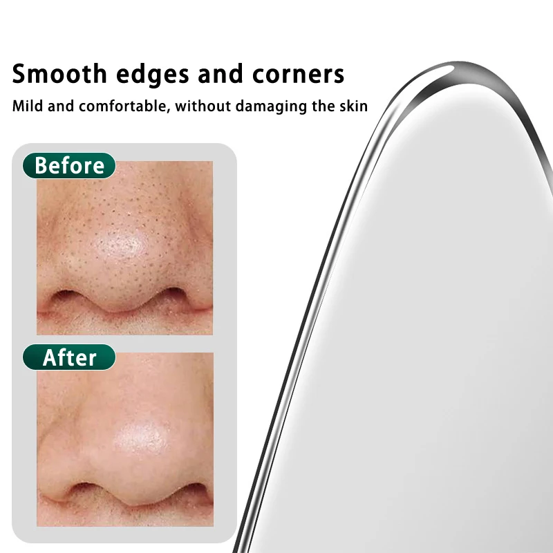 Y 1Pc Stainless Steel Hair Follicle Cleansing Blackhead Scraper Gua Sha Scraper Massager For Facial Skin Care Board Face Massage