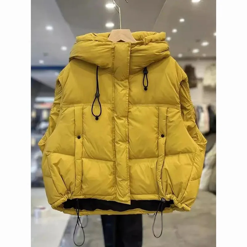 2025 New Vest Women Jacket Puffer Parkas Windproof Lightweight Hooded Warm Waistcoat Female White Duck Down Down Coat Sleeveless