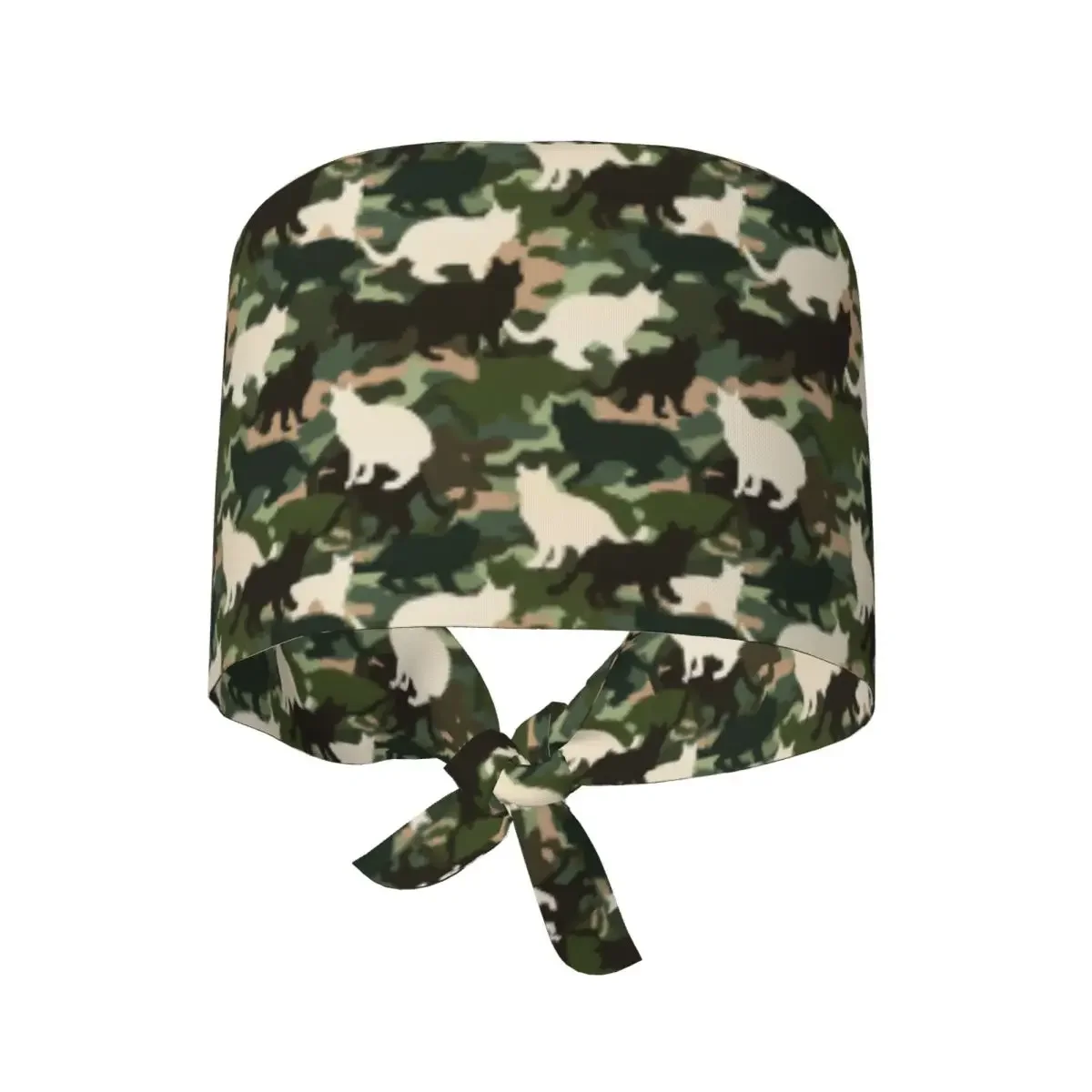 Cat Camouflage Scrub Hat Doctor Working Surgical Cap Men Women Adjustable Nursing Caps for Dentist