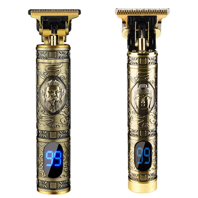 WAIKIL-barbeiro elétrico sem fio Push Clipper para homens, profissional cabeça de óleo Carver, carregamento USB, visor LCD Trimmer, novo