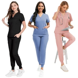 Großhandel OP-Saal Medizinische Uniform Scrubs Krankenhaus Arbeitspeeling Set Zubehör Zahnschwester Anzug Jogger Arbeitskleidung