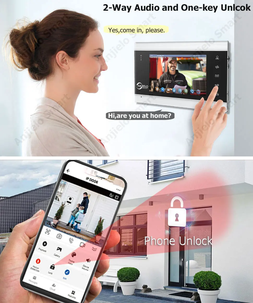 Tuya WiFi Smart Video Intercom System, campainha à prova de intempéries, várias telas de 7 Polegada, interfone para casa e apartamento