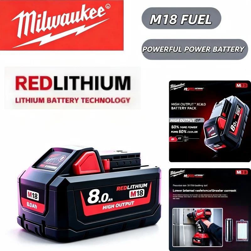 

Milwaukee M18 8Ah Is Compatible With 18650 lithium-ion 18V original battery, all models are stable, Explosion-proof And Durable.