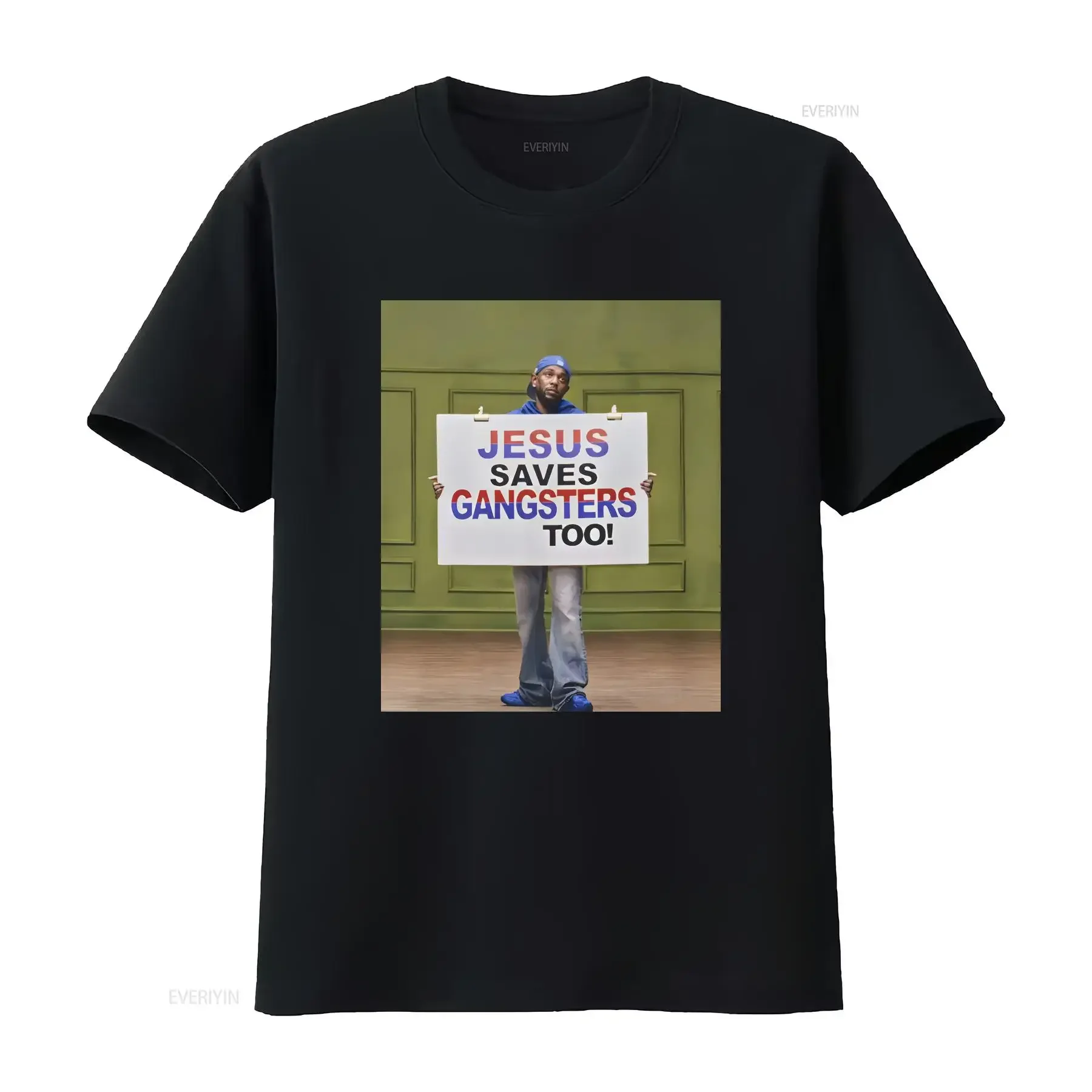 Kendrick Lamar Jesus Saves Gangsters too T Shirt Hip Hop Music Fan Streetwear Clothing vintage Washed Slightly Unisex