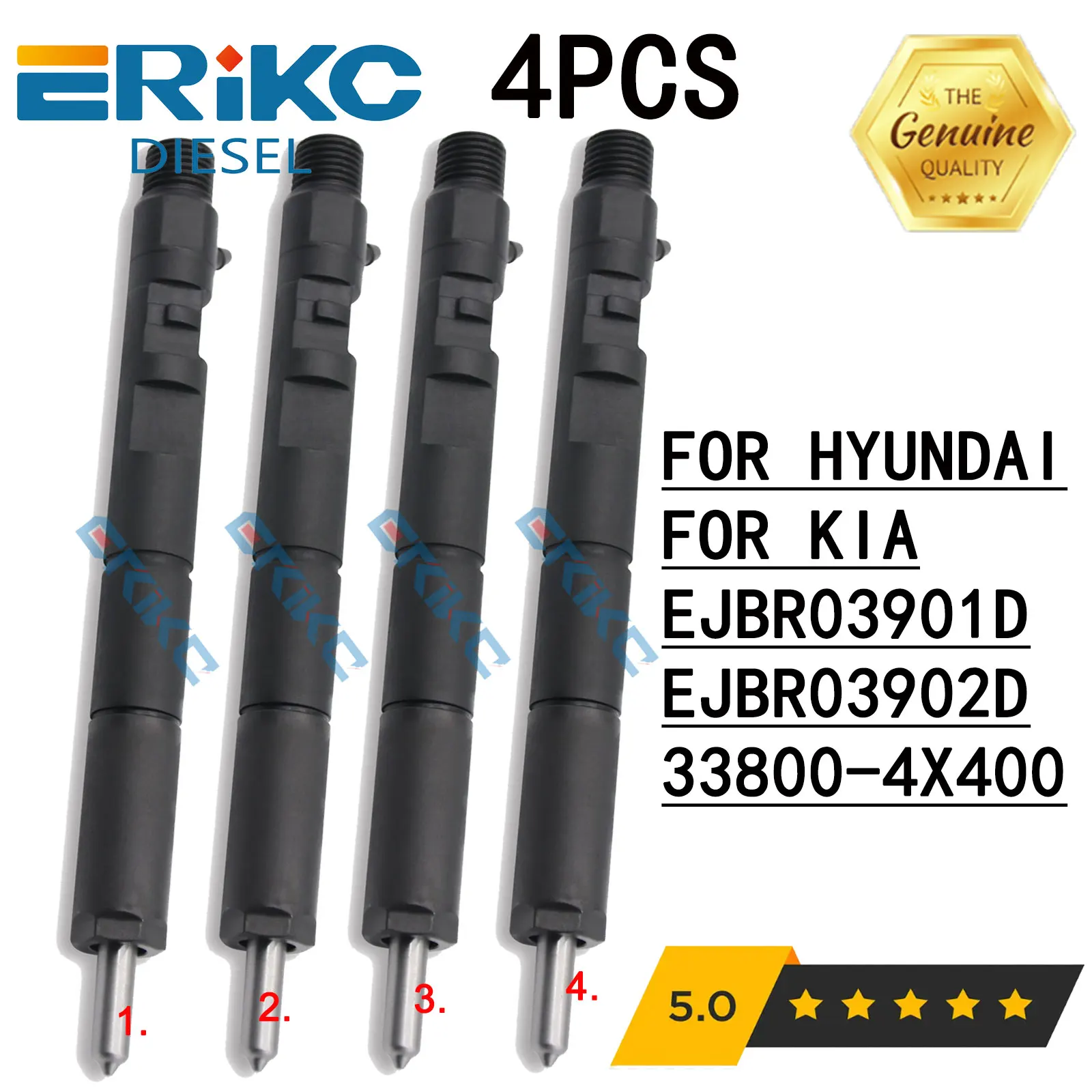 4PC EJBR03901D Fuel Injection Sprayer EJBR03902D for DELPHI Hyundai KIA Carnival Sedona 2.9D 33800-4X400