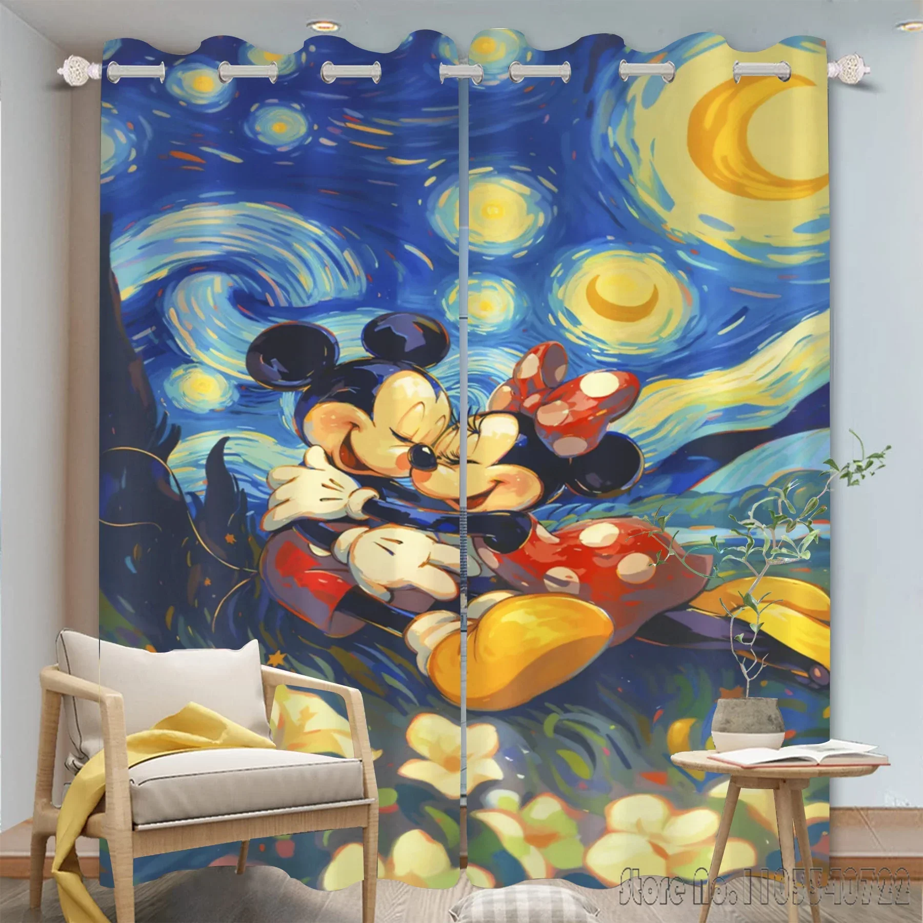 Mickey Mouse Disney Cartoon Window Curtain 3D Print Blackout Curtains Living Room Bedroom Decor Kids Gift