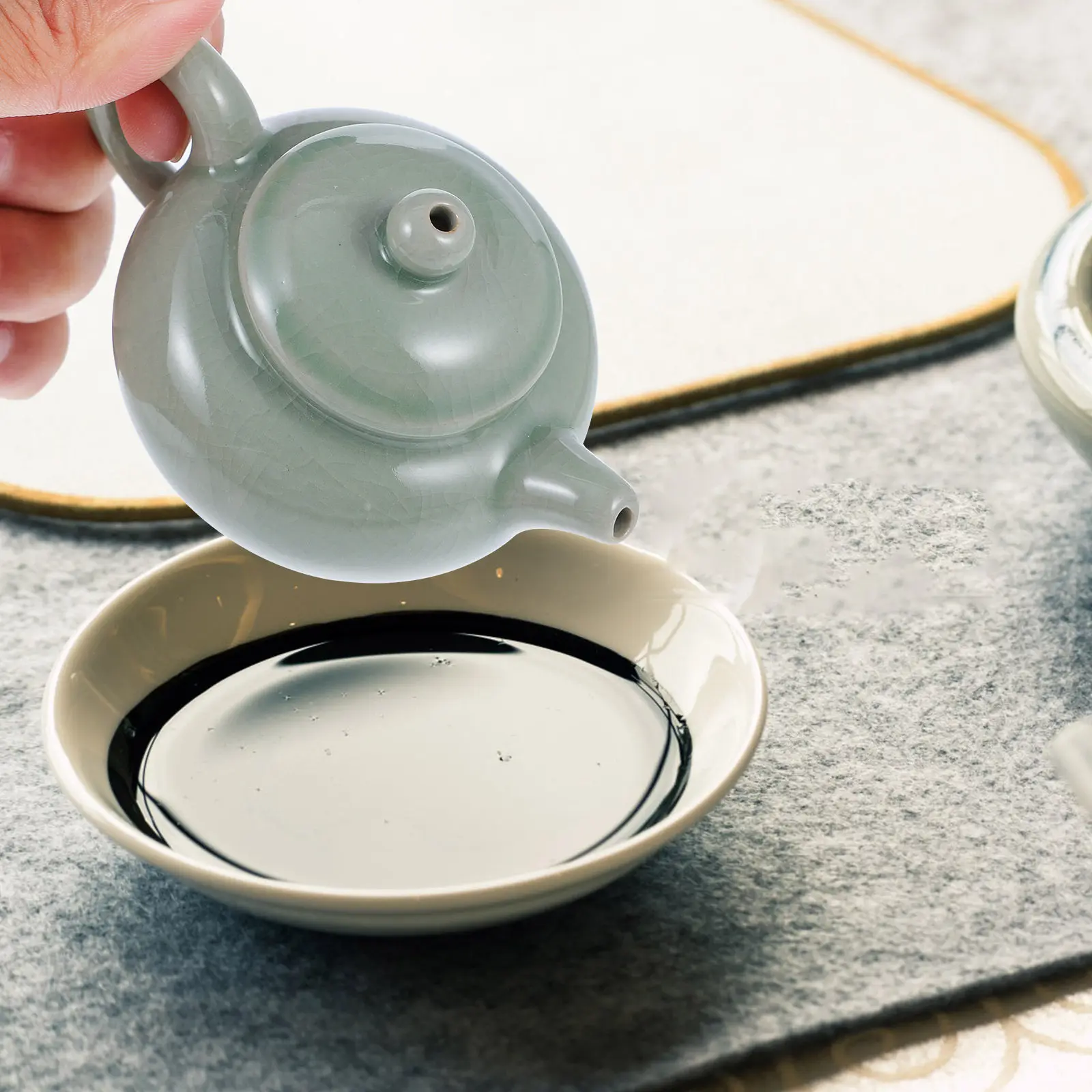 1Pcs Pottery Water Pot Calligraphy Water Dropper Ceramic Ink Droplet Inkstone Painting Tool Desktop Decoration