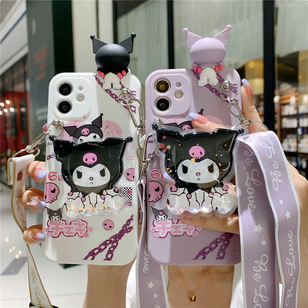 Sanrio Kuromi 3D Cartoon Phone Cases For iPhone 15 14 13 12 11 Pro Max XR XS MAX 8 X 7 Anti-drop Soft Silicone Cover Y2k Girls