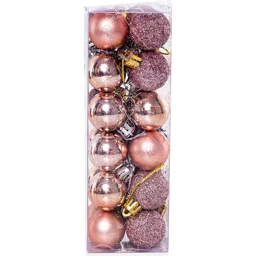 Partijet Christmas Pine Tree Ornament Rose Gold Ball 3 cm 24'lü