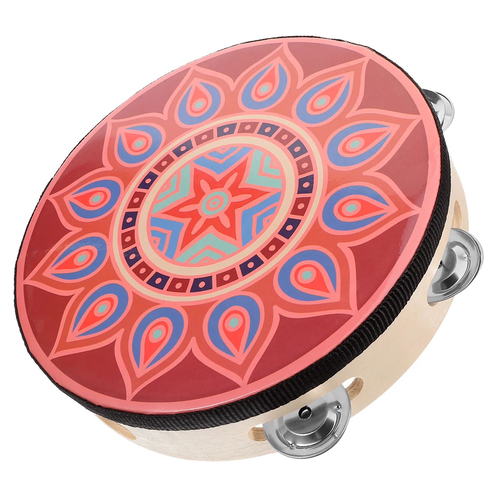 

Hand Held Tambourine Wooden Sturdy Stainless Steel Design Comfortable Grip Musical Instrument for Dance Performance
